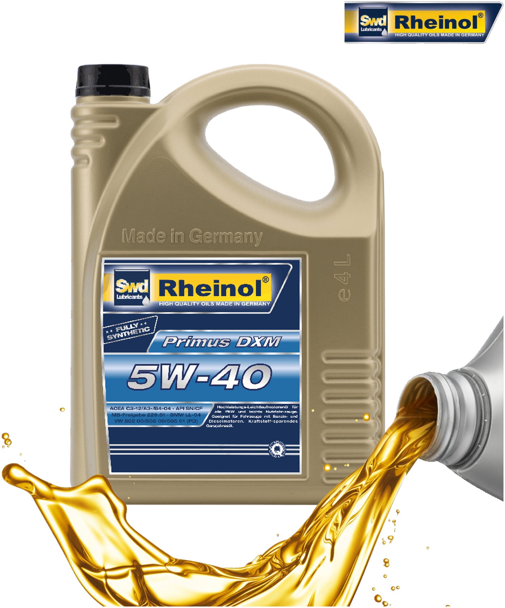 SWD масло RHEINOL 5W-40 PRIMUS DXM СИН. 4Л 31239470