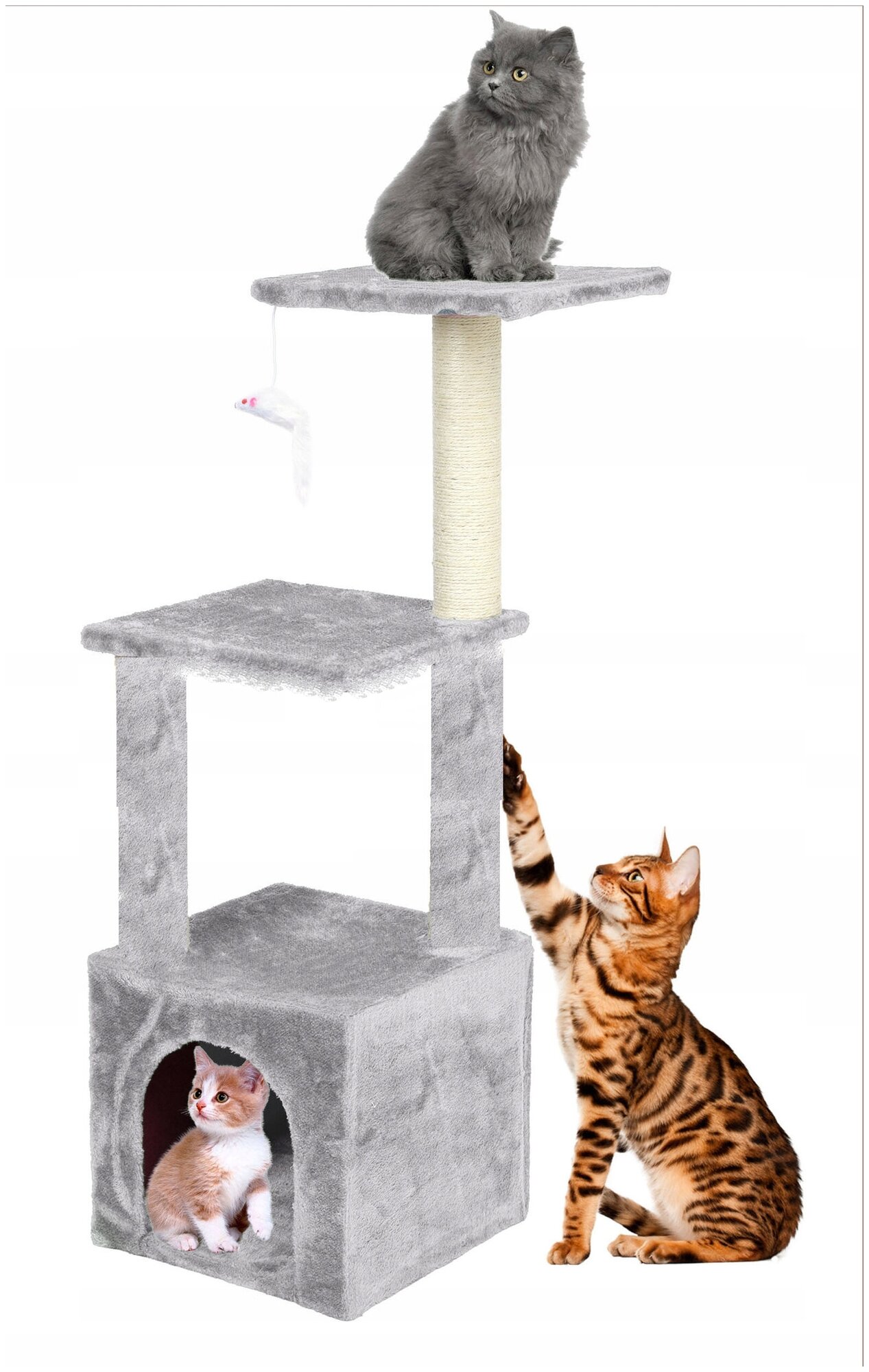 Домик для кошки с когтеточкой и лежанкой (Эц) недорогой игровой комплекс когтеточка с домиком серый