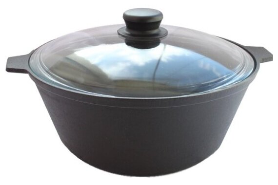 Кастрюля Камская Посуда , литая, чугунная, со стеклянной крышкой, 4,0 л