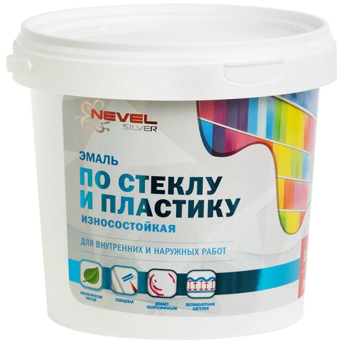 Краска Nevel Silver, Акриловая, Глянцевое покрытие, 0.8 л, 1.0 кг, белый