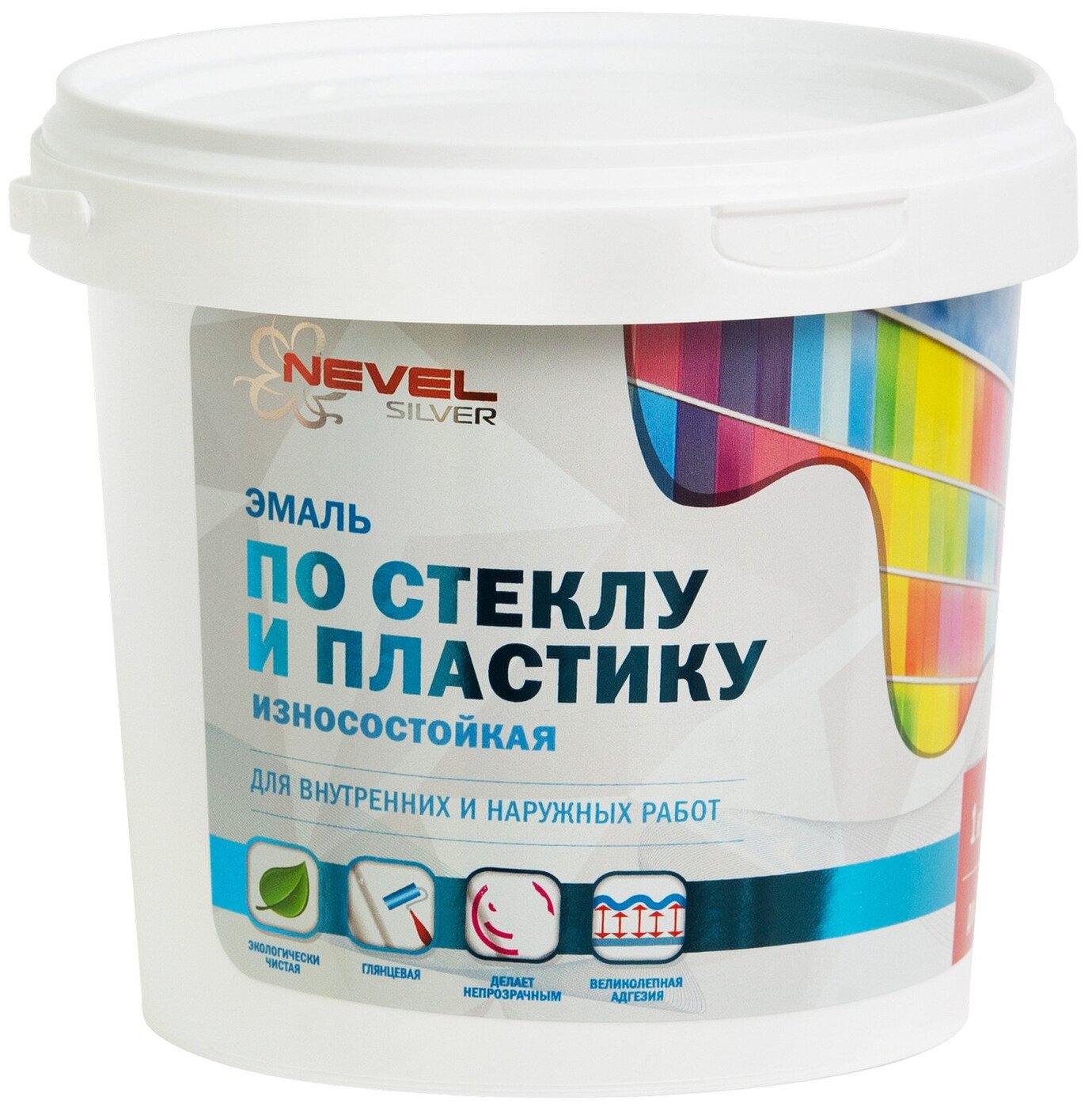 Краска Nevel Silver Акриловая Глянцевое покрытие 0.8 л 1.0 кг белый