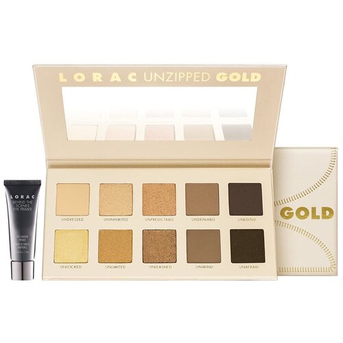 Lorac Набор палетка теней Unzipped Gold Eyeshadow Palette и праймер для век Behind the Scenes Eye Primer основа для макияжа lorac праймер для век behind the scenes eye primer