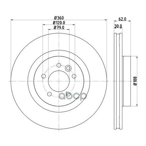 Диск торм. пер. вент.[360x30] 5 отв., hella pagid, 8dd355118-871