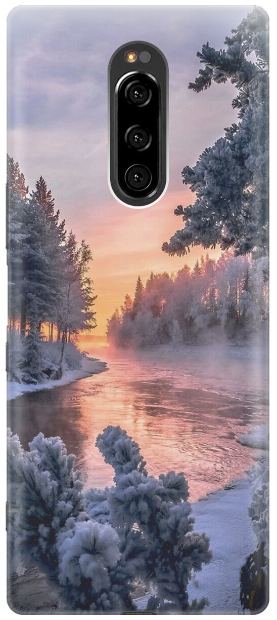 Силиконовый чехол Река в заснеженном лесу на Sony Xperia 1 / XZ4 / Сони Иксперия 1
