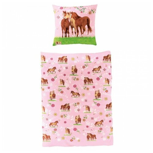 Комплект постельного белья Spiegelburg Pferdefreunde 93685, хлопок, розовый
