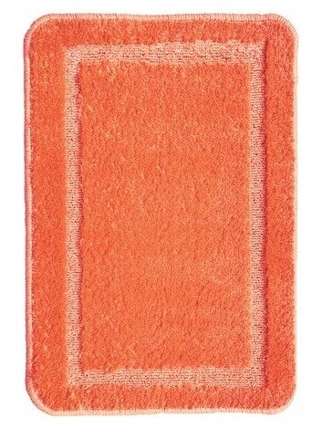 Пушистый коврик на резиновой основе 50х80 см оранжевый с бордюром Микрофайбер / 11676-004