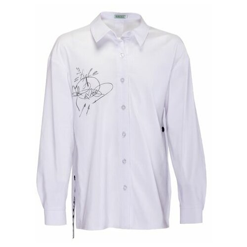 фото Школьная блуза андис, на пуговицах, стрейч, размер 170, белый