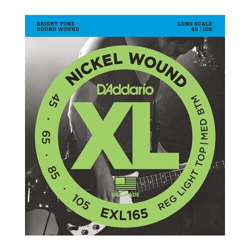 Набор струн D'Addario EXL165, 1 уп. d addario exl160 nickel wound bass medium 50 105 long scale струны для бас гитары 50 105