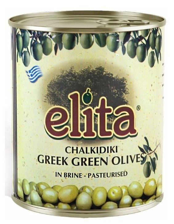 Греческие оливки с косточкой S. Mammouth 91-100 (Гигант) "ELITA" 850 мл ж/б - фотография № 1