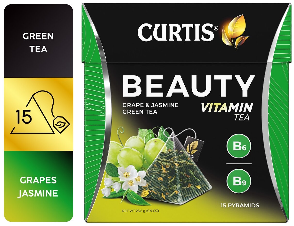 Чай зеленый Curtis Beauty Виноград и Зеленый чай 15*1.7г Май-Фудс - фото №7