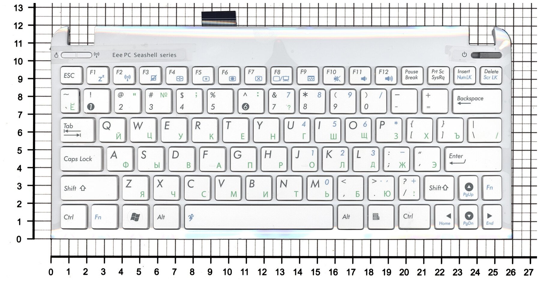 Клавиатура для ноутбука Asus 13NA-3DB020 русская белая с белым топкейсом