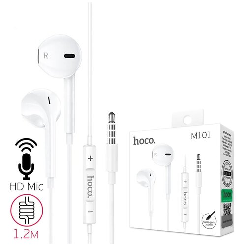Проводные наушники Hoco M101 Crystal Joy белый 23400₽