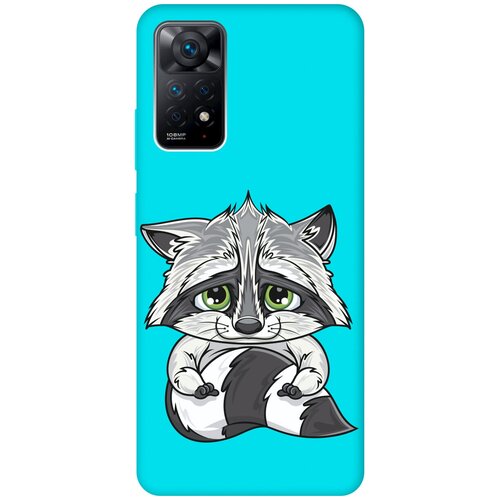 Матовый чехол Sad Raccoon для Xiaomi Redmi Note 11 Pro / Сяоми Редми Ноут 11 Про с 3D эффектом бирюзовый матовый чехол sad cat для xiaomi redmi note 11 сяоми редми ноут 11 с 3d эффектом бирюзовый