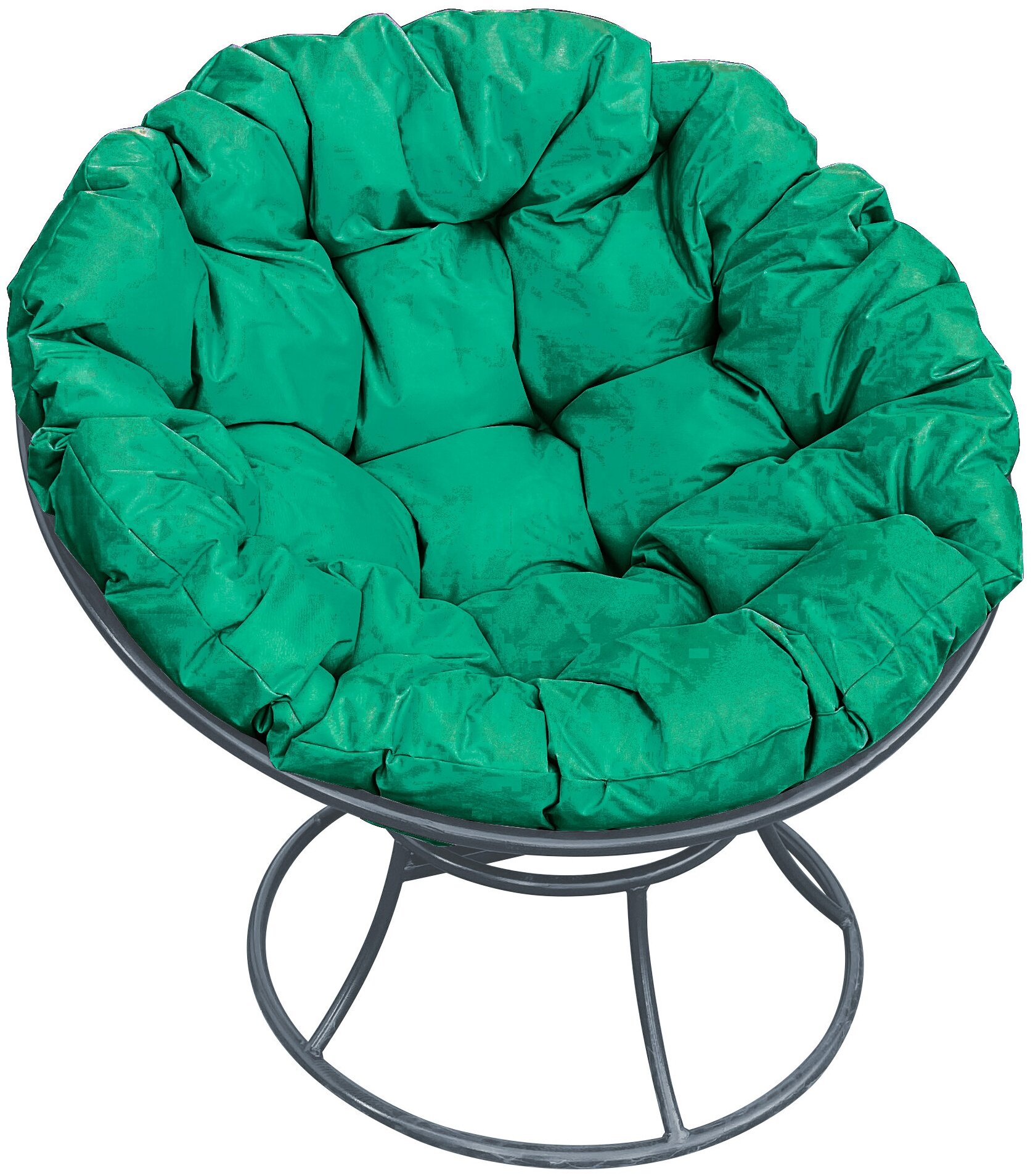 Кресло m-group папасан серое, зелёная подушка - фотография № 1