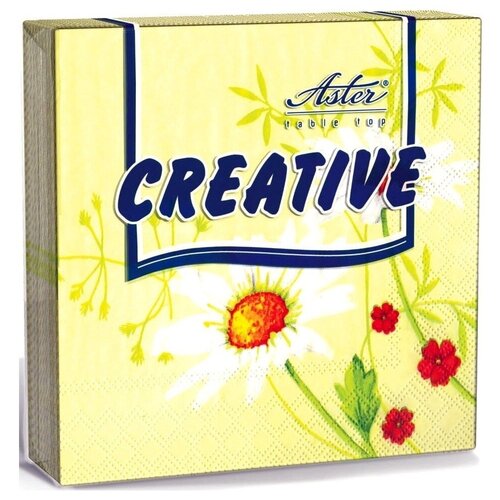 Салфетки бумажные Creative Нежность, 33х33 см, 3 слоя бокс для салфеток creative bath ruffles