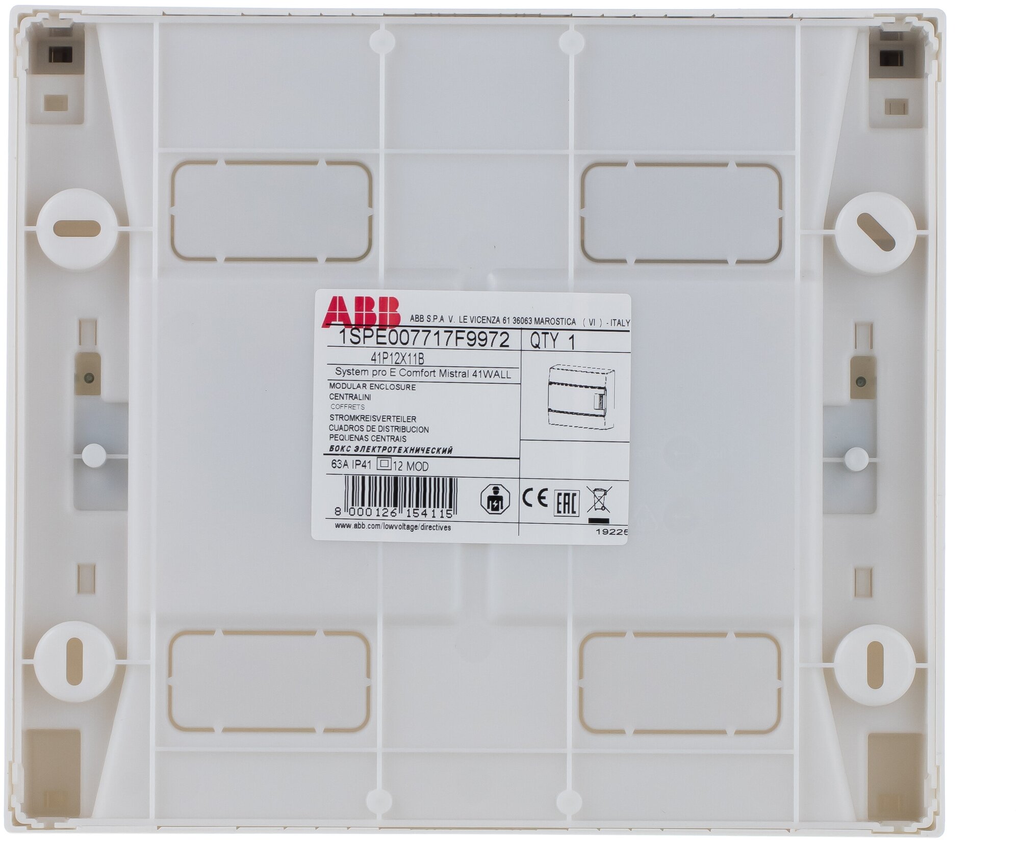 Бокс настенный ABB Mistral41 12М модулей непрозрачная дверь с клеммным блоком 1SPE007717F9972 - фотография № 4