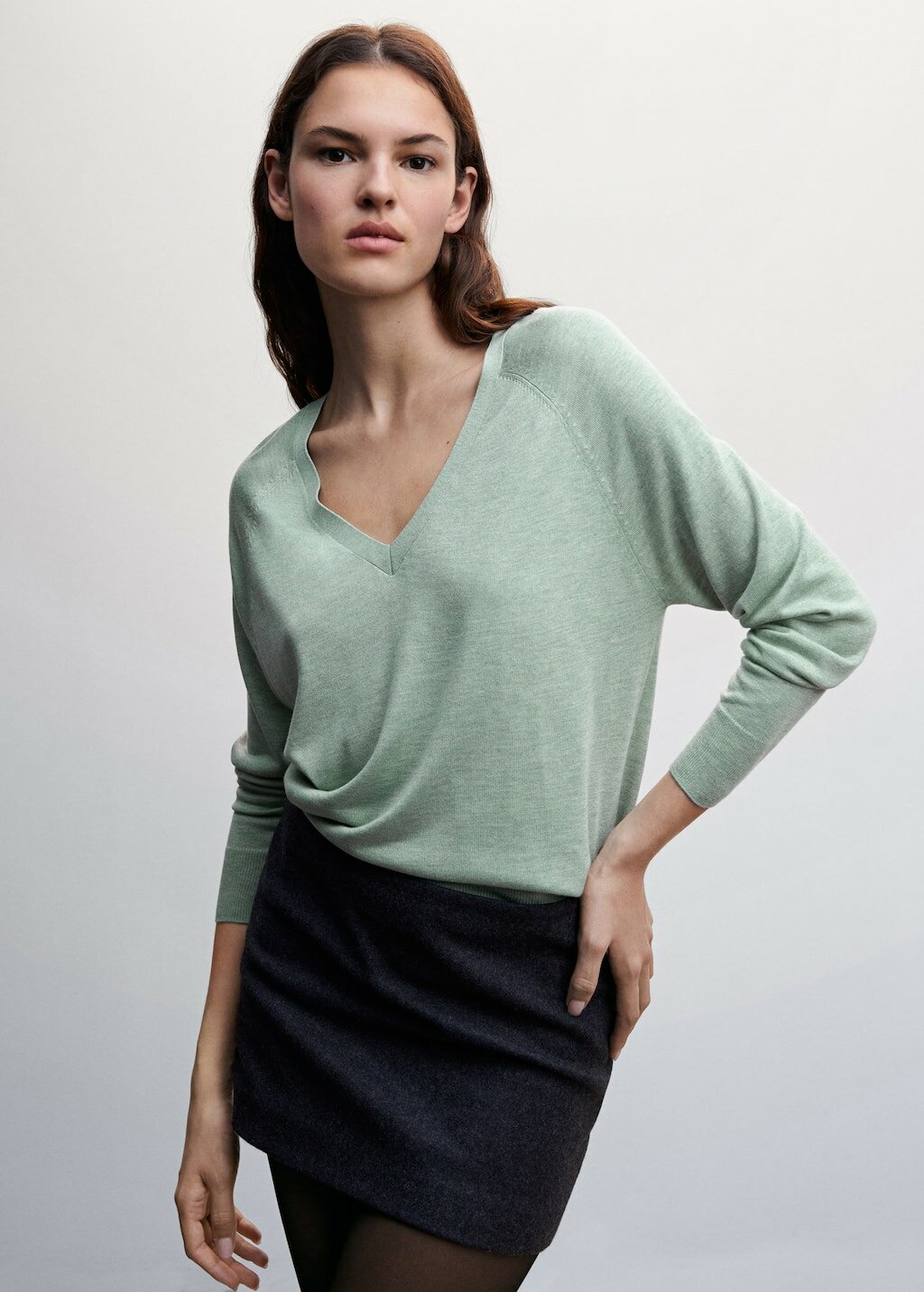 Пуловер MANGO Luccav, размер 38, зеленый