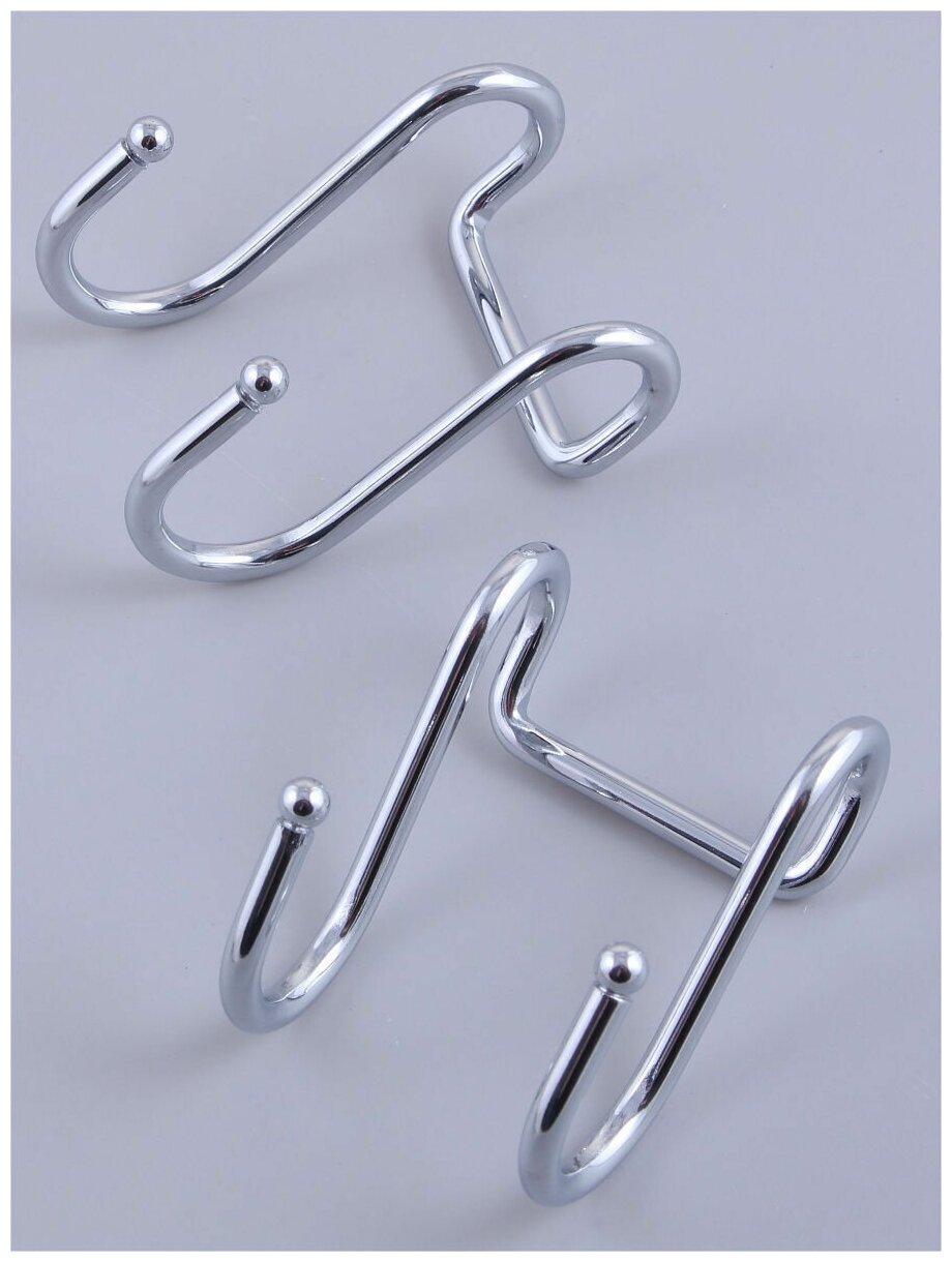 Крючок на рейлинг диаметром 16мм двойной (набор 2 шт). Цвет Хром