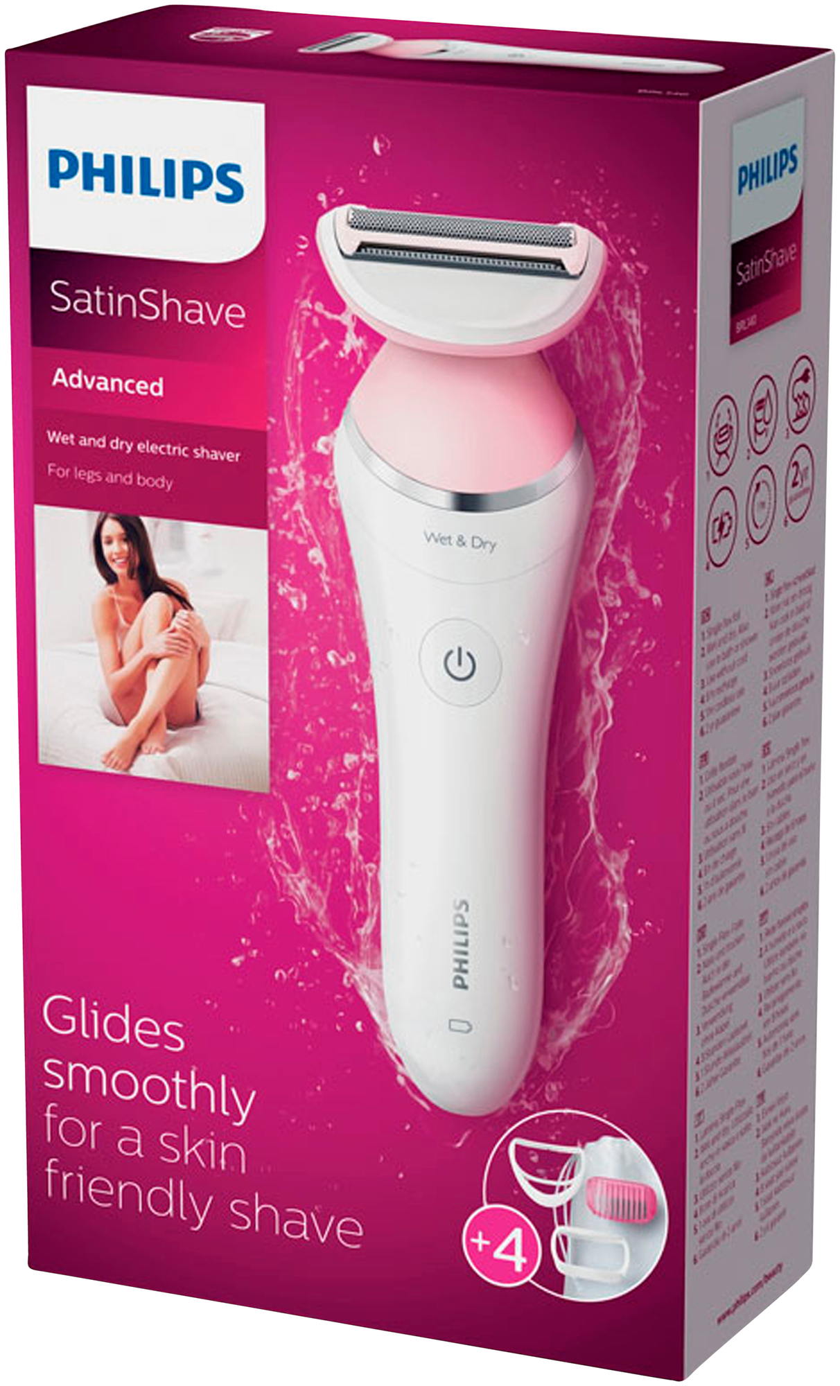 Электробритва для женщин Philips SatinShave Advanced BRL140/00 белый/розовый, реж 3 - фотография № 8