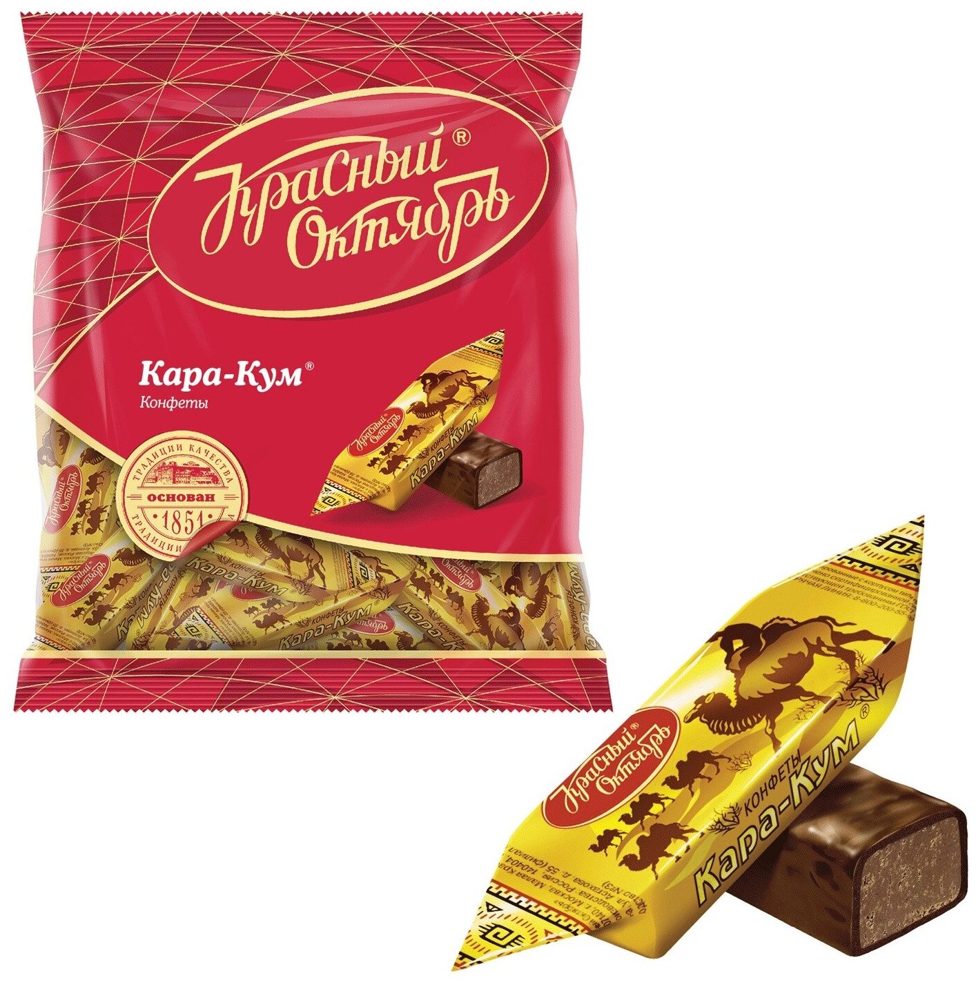 Конфеты шоколадные красный октябрь «Кара- Кум», 250 г, пакет, КО04272