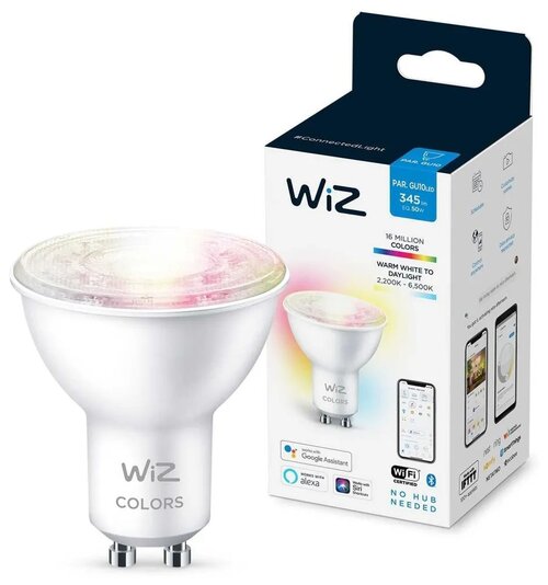 Лампа светодиодная WiZ BLE50WGU10922-65RGB1PF/6, GU10, PAR16, 4.7 Вт, 6500 К