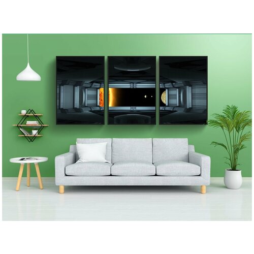 фото Набор модулных постеров для интерьера "вселенная, солнце, космический корабль" 60x90 см. в тубусе, без рамки lotsprints