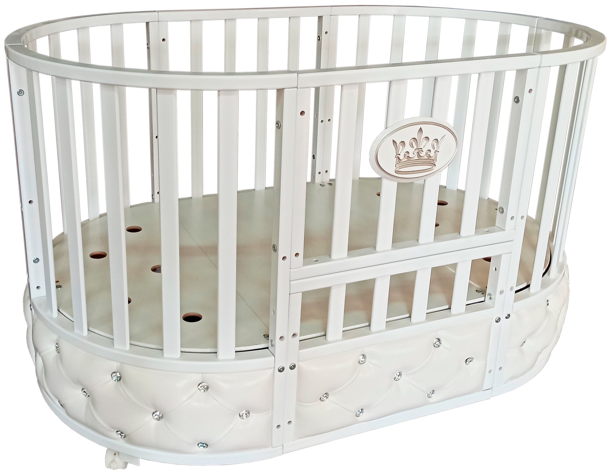 Детская кроватка MALIKA ROYAL MAJESTY ЭКО-кожа белый