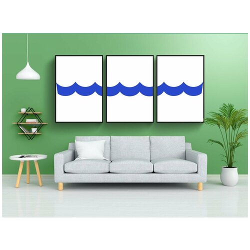 фото Набор модулных постеров для интерьера "вода, шаблон, волны" 60x90 см. в тубусе, без рамки lotsprints