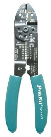 Клещи для зачистки и обжима PRO'SKIT CP-413G проводов и клемм 0.2-8кв. мм длина 215мм