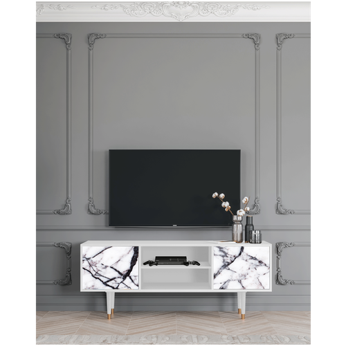 ТВ-Тумба - STORYZ - T2 Raven Marble, 170 x 69 x 48 см, Белый