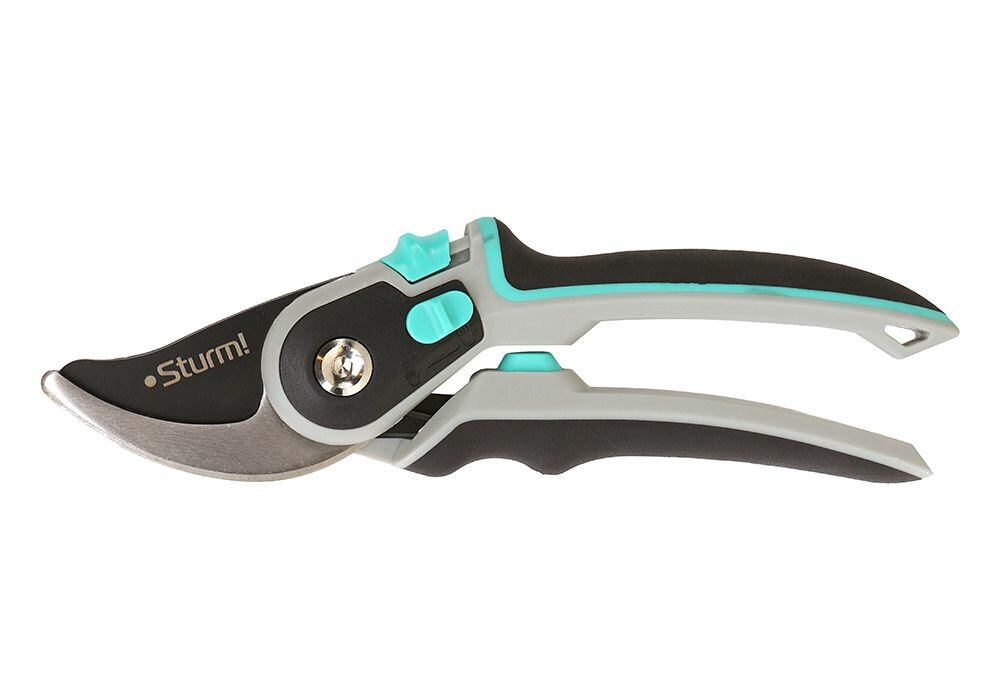 фото Секатор ручной 205 мм, регулировка ширины открытия рукояток, верхнее лезвие SK5 с тефлоновым покрытием Sturm! 3012-04-23