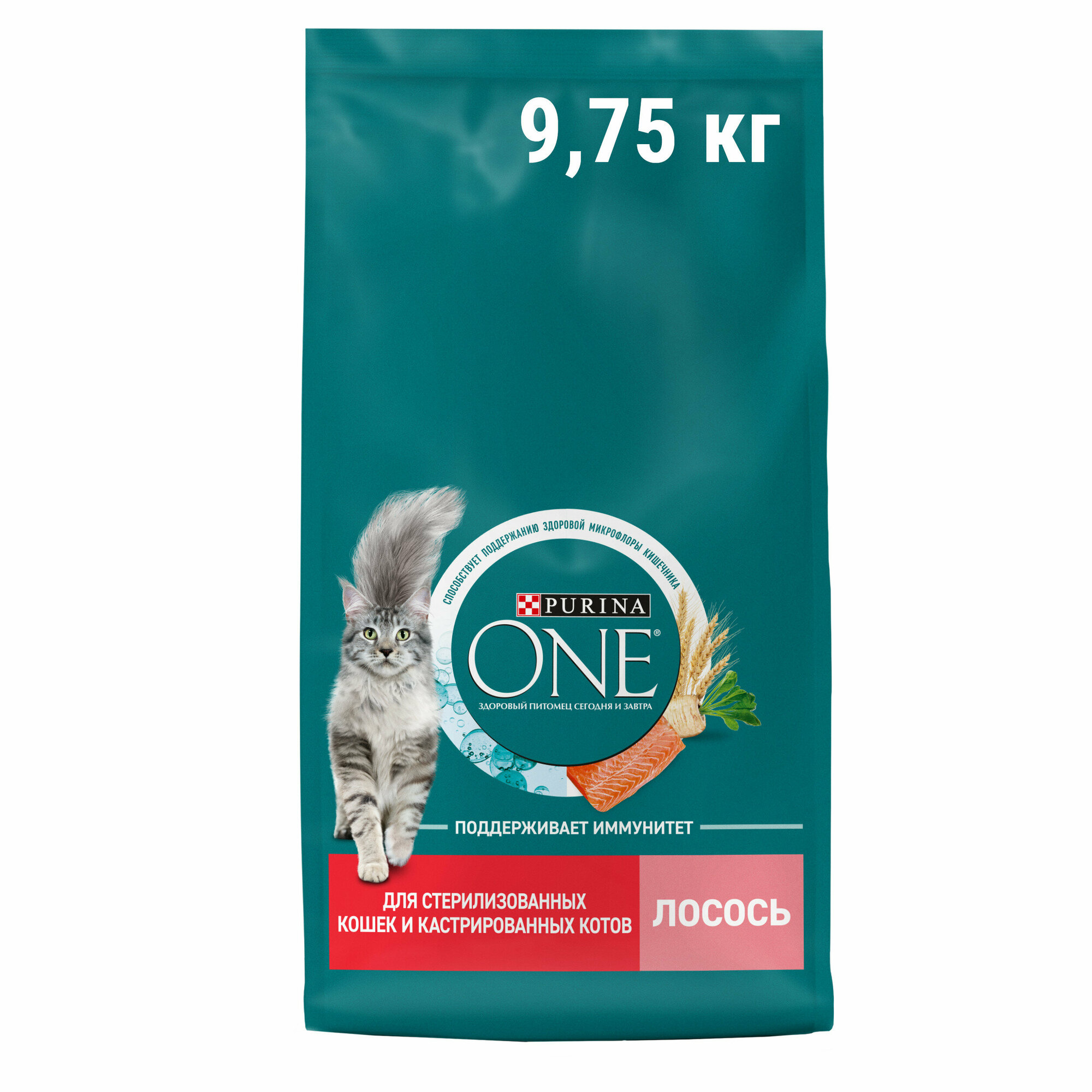 Сухой корм Purina ONE® полнорационный для стерилизованных кошек и кастрированных котов, с высоким содержанием лосося, 9,75 кг