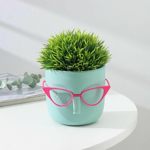 Кашпо для цветов со вставкой Мари, 650 мл, d 11,5 см, h 10,5 см , цвет фисташковый