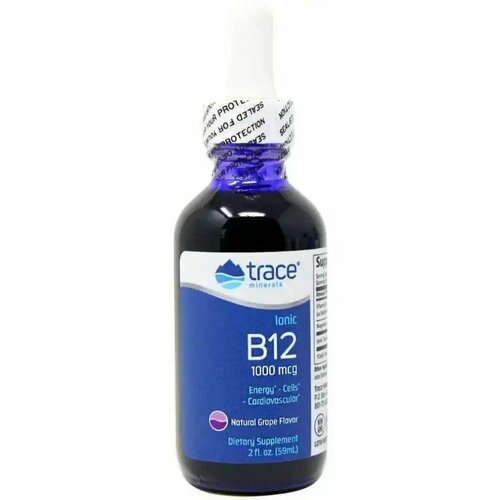 Жидкий ионный витамин Б12, 59 мл, Trace Minerals Liquid Ionic B12 1000 mcg, 59 ml