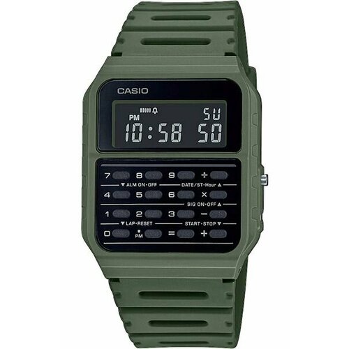 наручные часы casio ca 53wf 1b черный Наручные часы CASIO, зеленый, черный