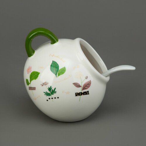 Солонка с ложкой 170 мл Гербарий, емкость керамическая для специй