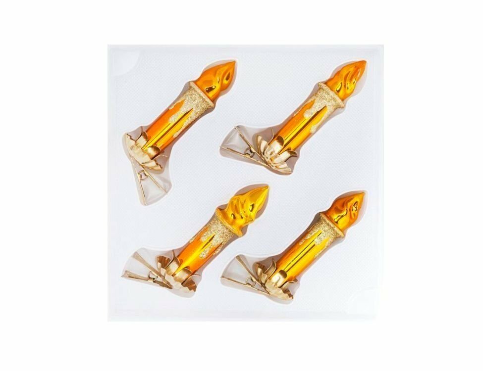 Набор елочных фигурок, 85 мм, золотые, 4 шт, Елочка