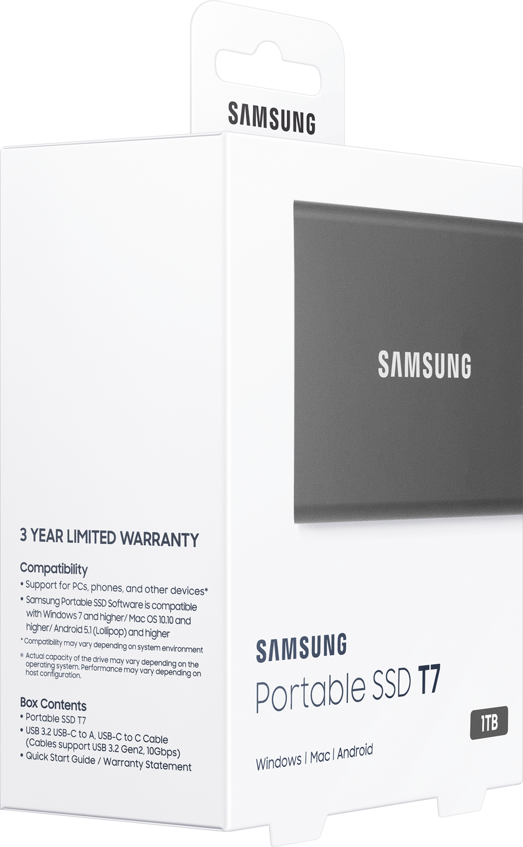 Изображение Внешний SSD Samsung Portable T7, 1ТБ, USB 3.2, металл, серый