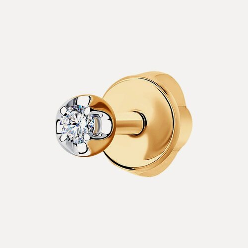 Изображение товара Моносерьга, красное золото, 585 проба, бриллиант