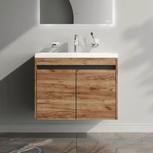 Изображение товара Тумба под раковину AM.PM Pulse подвесная 75 см, с дверками, дерево текстурированное