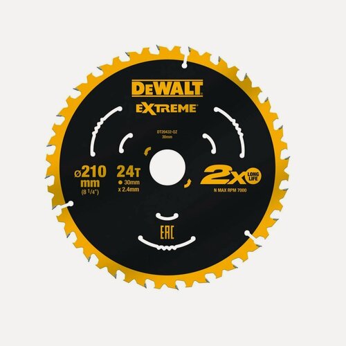 Изображение товара Пильный диск DEWALT DT20432, EXTREME 210/30, 24T ATB7