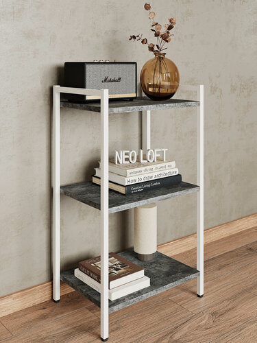 Изображение товара Стеллаж металлический напольный в стиле лофт, этажерка, 49х34х84 см