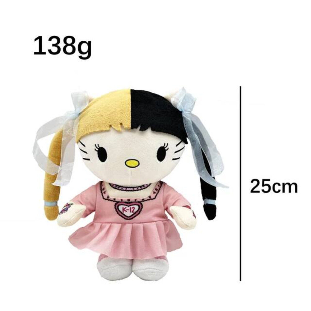 Мягкая кукла Hello Kitty Мелани Мартинес с желтыми и черными волосами и розовым платьем. Мягкие игрушки для мальчиков и девочек, коллекционеров, подарков.