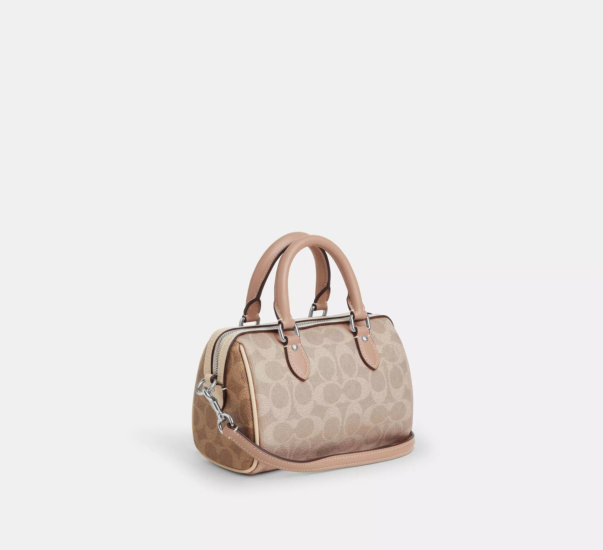 Сумка кросс-боди Coach Mini Rowan Crossbody Bag In Blocked Signature Canvas, фактура тиснение, гладкая, зернистая, бежевый — фото 1