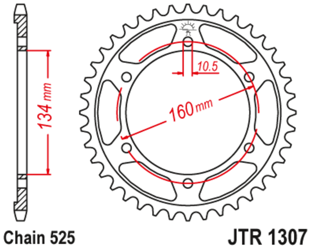 Звезда задняя (ведомая),(сталь) JT 1307.46