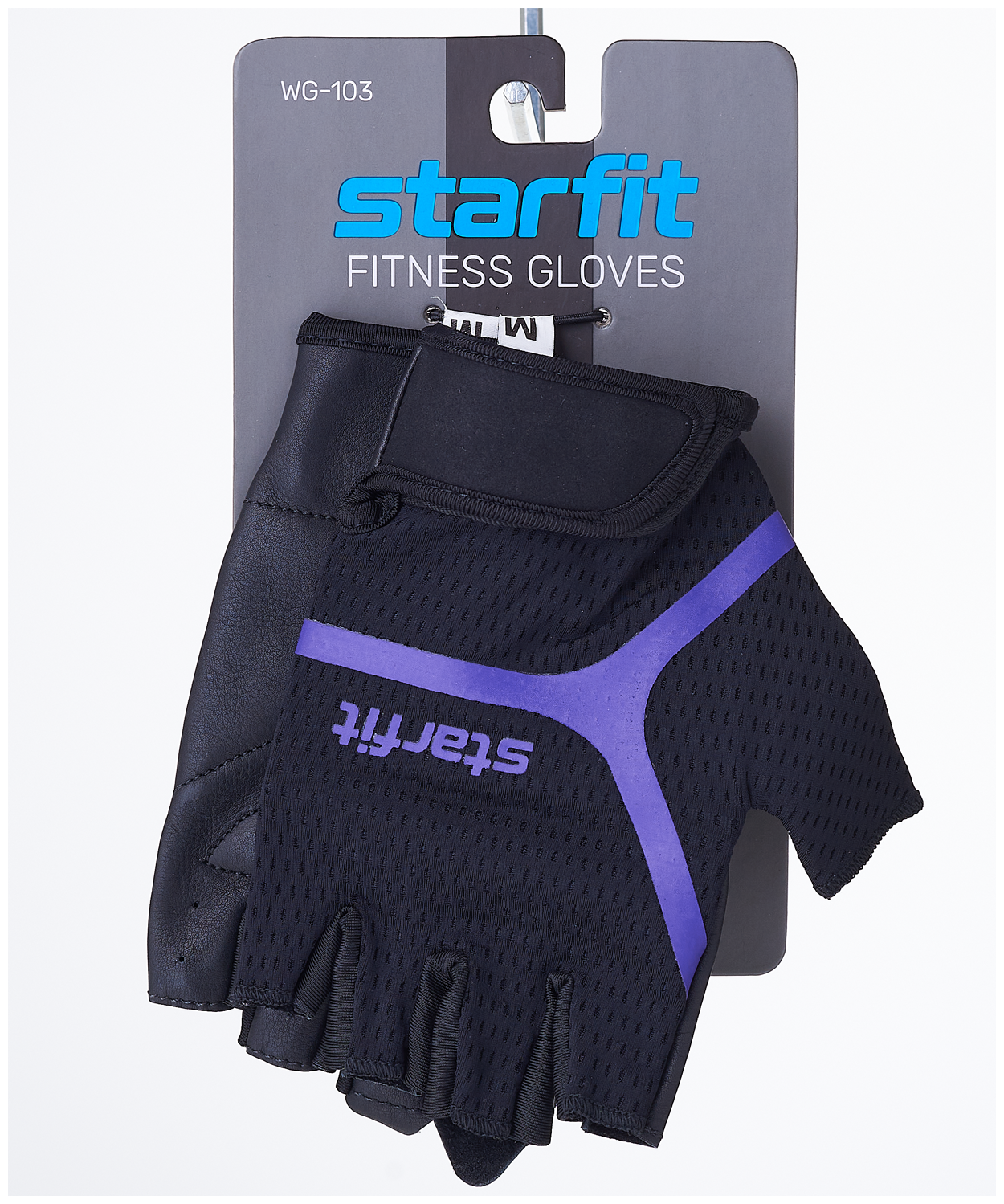 Перчатки для фитнеса Starfit Wg-103, черный/фиолетовый размер M