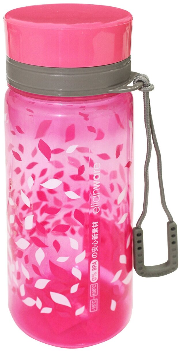 Бутылка для воды с ремешком 0,65л цвет розовый