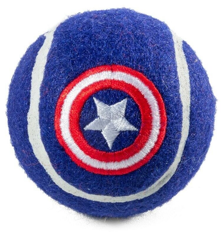 Игрушка для собак Marvel "Капитан Америка. Мяч теннисный", 7 см - фотография № 1