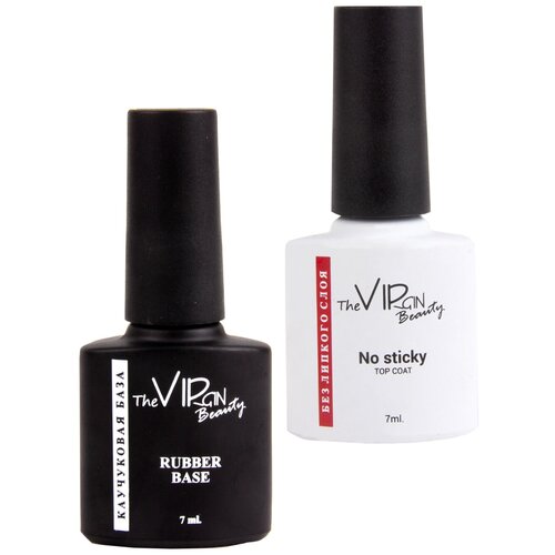 The VIrgin Beauty. Набор база ТОП для гель лака. 7мл . Каучукова база, Топ для ногтей ,без липкого слоя. Топ для ногтей.