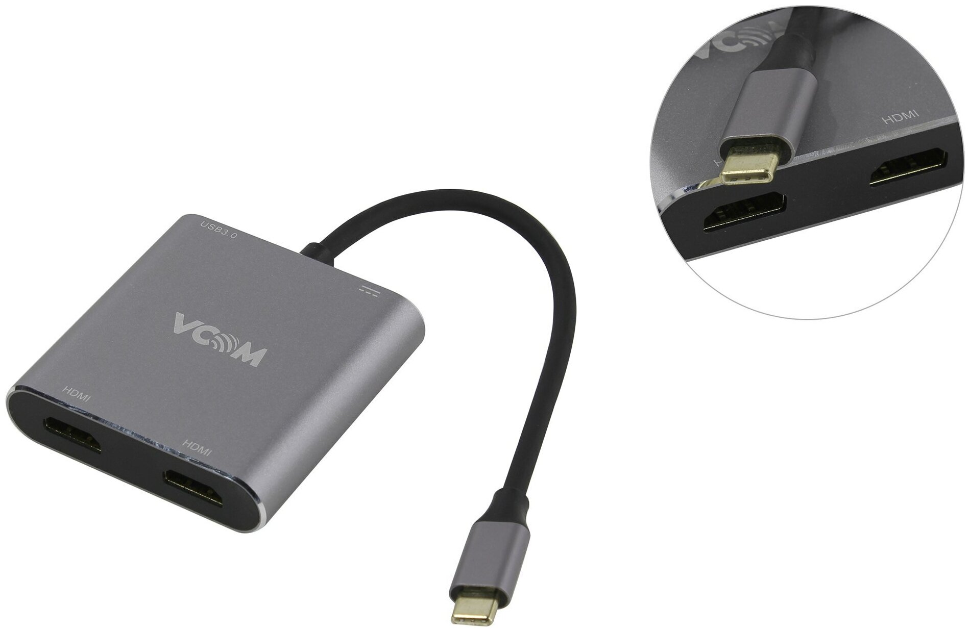 Кабель-адаптер USB3.1 Type – CM 2*HDMI+USB3.0+PD charging VCOM (CU450)